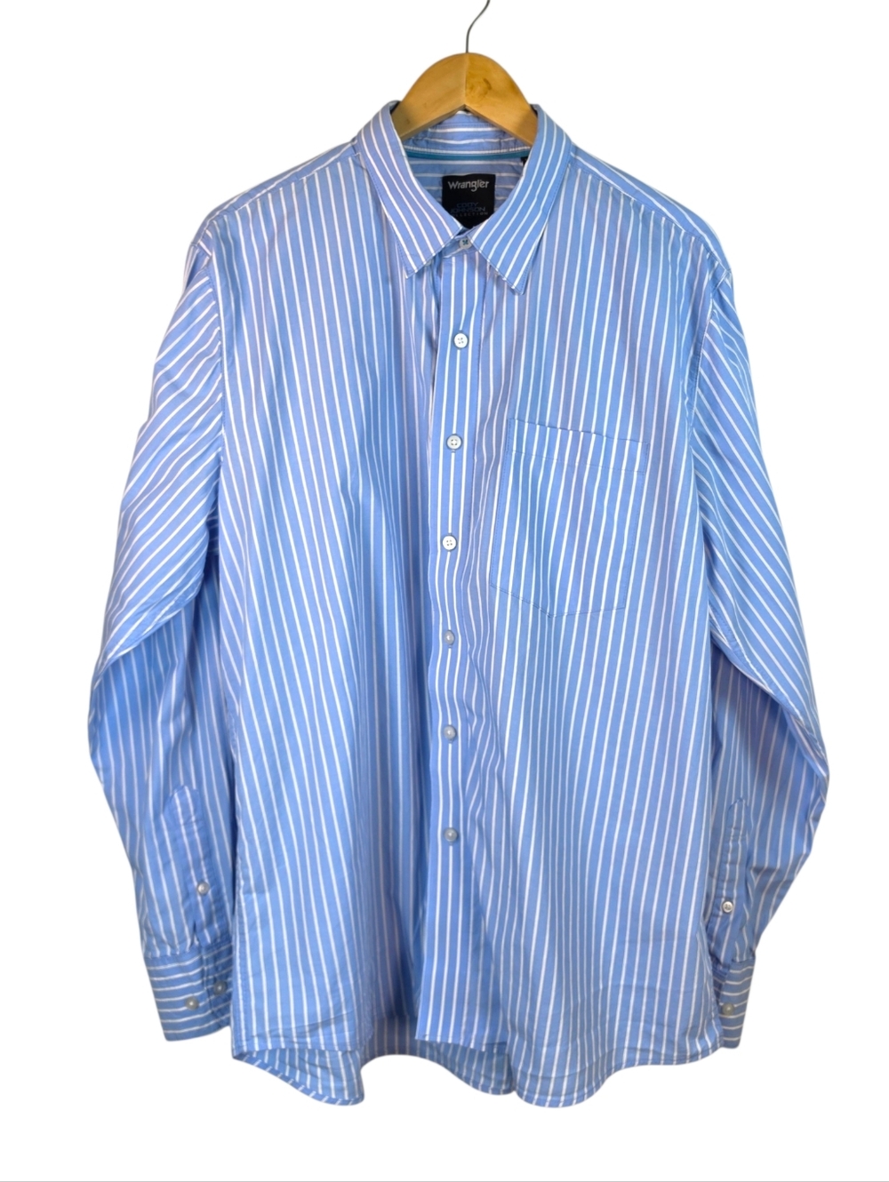 Wrangler Classic Fit Striped Shirt Sz XL Western Cowboy Preppy Business Casual